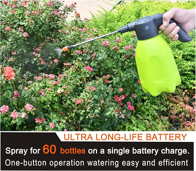 0.5 Gallon Electric Spray Bottle-Garden Sprayer,Plant Mister with Adjustable Nozzles,Rechargeable Battery Powered Sprayer,Pump Sprayer,Automatic Watering Can for Indoor/Outdoor Plants,2L Water Sprayer