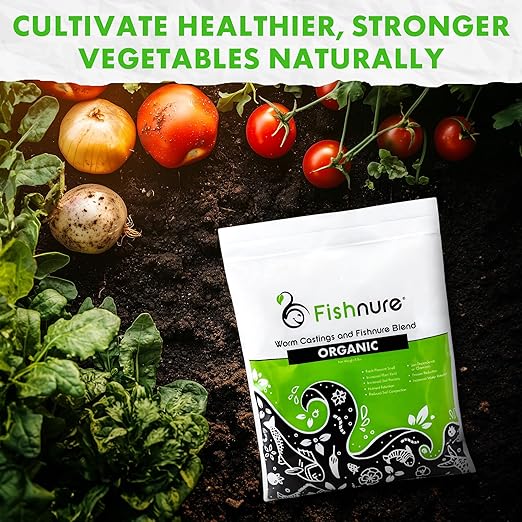 Fishnure - Humus Blend of Fish Fertilizer for Plants with Worm Castings, Enhances Fertility of Garden Soil for Outdoor Plants, Indoor Plant Food & Gardening Essentials, Gardener Gifts, 8 lbs