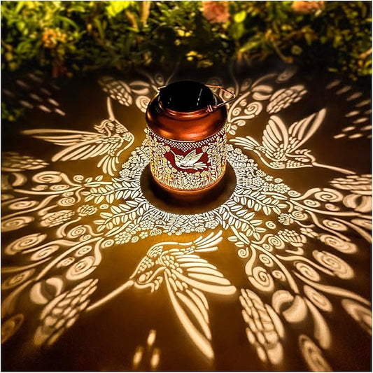 Hummingbird Solar Lanterns Outdoor Waterproof Hanging Solar Lights Hummingbird Gifts for Women Men Metal Bird Decorative LED Lanterns for Yard, Patio, Lawn, Tabletop, Pathway, Landscape, Garden Decor