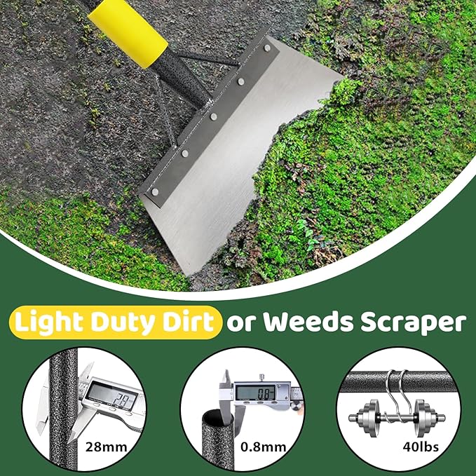 Garden Flat Shovel, Ice Scraper, Snow Shovel, 60 Inch Multifunctional Garden Cleaning Shovel, Heavy Duty Floor Scraper Long Handle,Metal Weeding Scraper for Lawn Edging, Snow Ice Removal