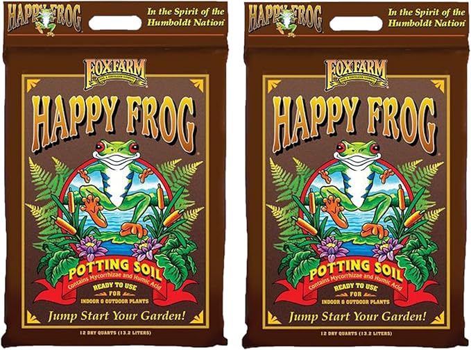 FoxFarm Happy Frog Potting Soil, 12qt (Pack of 2) - for Indoor/Outdoor Container Plants, Improves Root Efficiency, pH Adjusted for Optimal Nutrient Uptake - Contains Microbes and Humic Acids