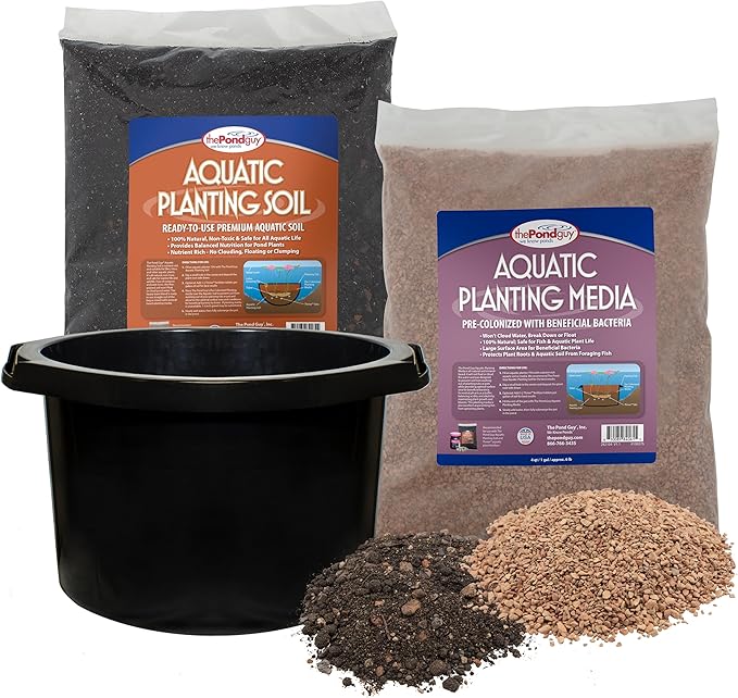 The Pond Guy Planting Tub Kit for Aquatic Plants with Soil & Media, Outdoor Water Garden Planter Pot for Lily, Lotus & Bog Plants, Small Tub Kit
