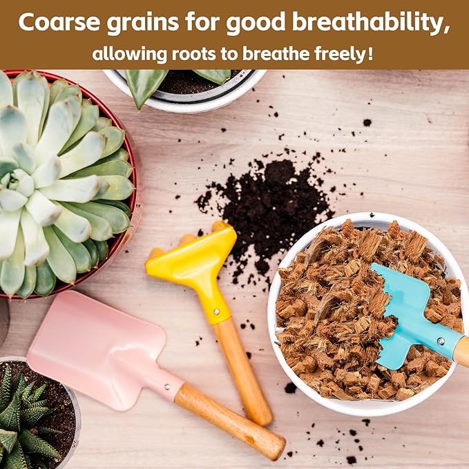 Riare 10LBS Coco Chips Substrate for Plants- 100% Organic Coconut Husk Chips with Low EC and pH Balanced, High Expansion Coconut Substrate Coco Husk Mulch for Garden Flowers, Herbs, Planting