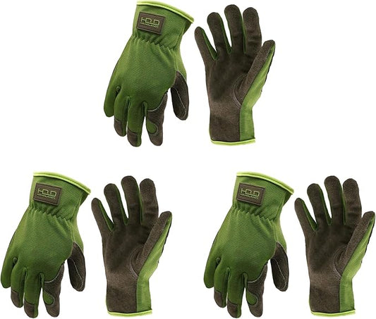 HANDLANDY Men Leather Gardening Gloves, Utility Work Gloves for Mechanics, Construction, Driver, Dexterity Breathable Design