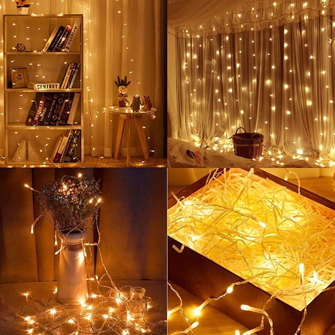 2 Pack Battery Operated String Lights with Remote Timer Waterproof 8 Modes 16.4ft 50 LED String Lights for Bedroom,Garden,Party,Xmas Tree Indoor Outdoor Decorations, Warm White