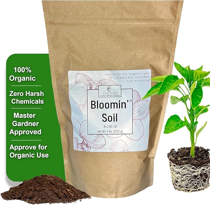 Elm Dirt Premium Bloom Soil - 100% Organic for Outdoor & Indoor Plants | Soil Enhancer for Plant Growth & Healthy Nutrients - Big Bloom Activator, 6 lbs