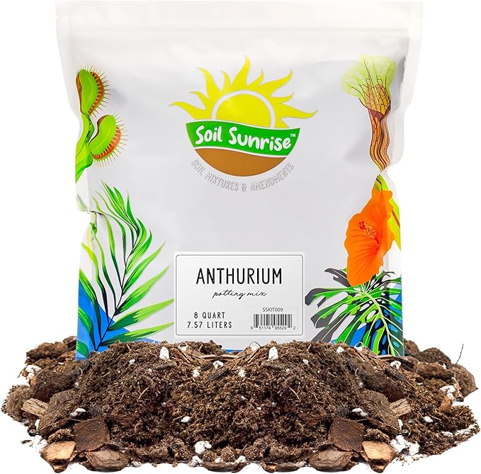 Anthurium Plant Potting Soil Mix (8 Quarts), Indoor Houseplant Custom Blend for Flowering Anthuriums