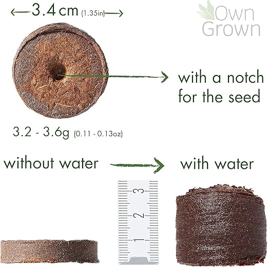Coco Coir Seed Starter Pellets: 125 Coconut Coir Plugs for Growing Plants – Peat Free Seedling Soil – Seed Starter Kit with Potting Soil Pellets – 125 Starter Plugs – Gardening Supplies from OwnGrown