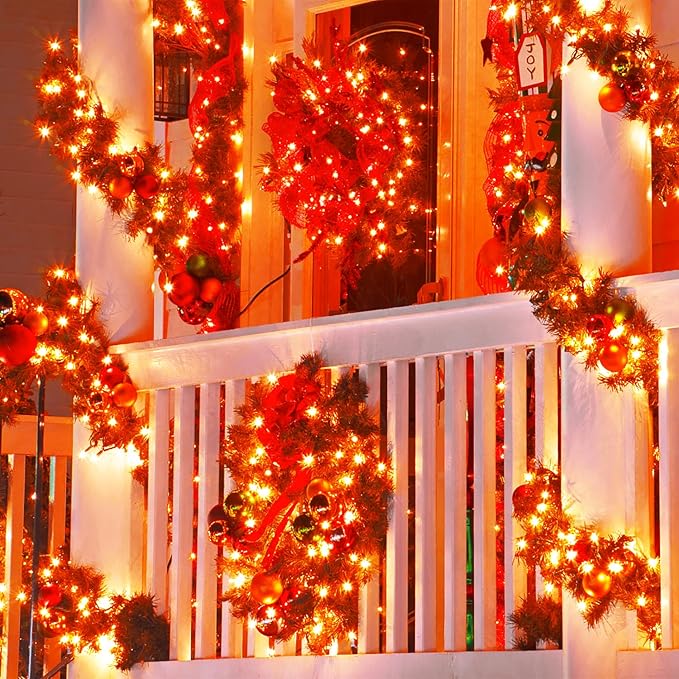JMEXSUSS 500 LED Orange Christmas Lights Outdoor, 173ft Thanksgiving String Lights Plug in, Waterproof 8 Modes Orange String Lights for Party House Tree Fall Thanksgiving Decorations