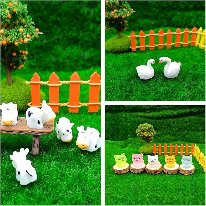 100 Pcs Mini Resin Animals Figures, Farm Tiny Plastic Animals Figurines to Hide Miniature Fairy Garden Decorations Accessories