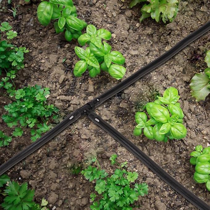 JAYEE 50 Pack Drip Irrigation 1/4” Barbed Tee Fittings, Barbed Connectors Fits Universal 1/4 Inch Drip Tubing, Irrigation Tee for Drip or Sprinkler System