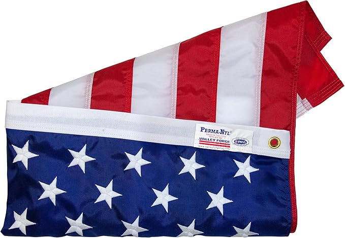 American Flag - 100% Made in the USA - 5' x 8' ft – Perma-Nyl Sewn Nylon with Grommets - Sturdy, Durable, and Patriotic - Great For Gardens, Homes, Patios and Cars - By Valley Forge Flag