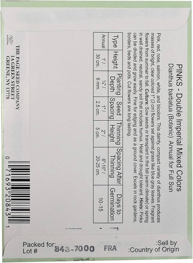 Black Duck Brand Set of 25 Pinks Double Mix Flower Seed Packets! Flower Seeds in Bulk - Great for Creating The Garden of Your Dreams! (25, Pinks - Double Imperial)