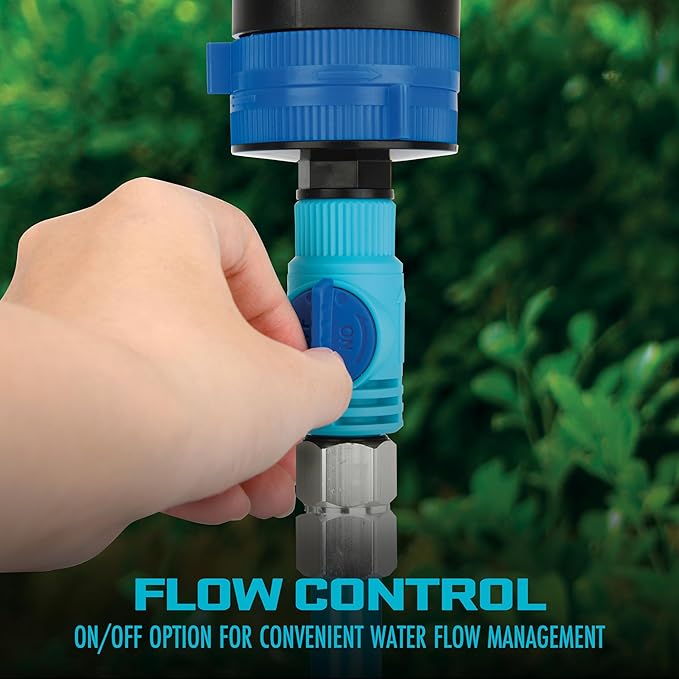 Aqua Joe AJ-6PSTB-MAX HD Sprinkler & Mister W/Metal Tripod Base, 6 Patterns, 4100 Sq. Ft. Coverage, Blue