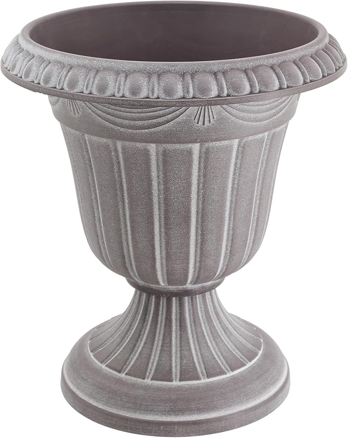 PL20WW Indoor/Outdoor Classic Traditional Plastic Urn Planter, Whitewash, 10" x 12", White Wash