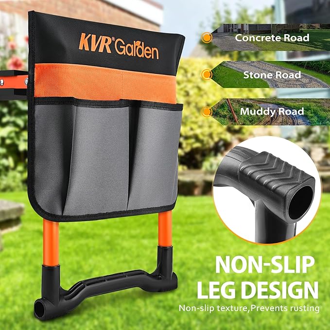 KVR Garden Kneeler Seat Heavy Duty, 2024 Upgraded Garden Bench Widened 10.2", Anti-Rust & Anti-Wear, Foldable Gardening Stool Prevents Back Pain Knees, Gift for Women Men, Seniors, Mom, Dad