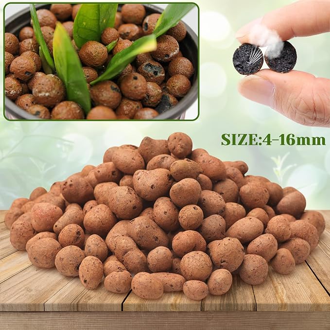 Halatool 4LB Leca Clay Pebbles for Plants 4mm-16mm Lightweight Clay Balls 100% Natural Hydro Balls for Aquarium Potted Plants Hydroponic Growing Gardening Orchids Drainage Decoration Aquaponics