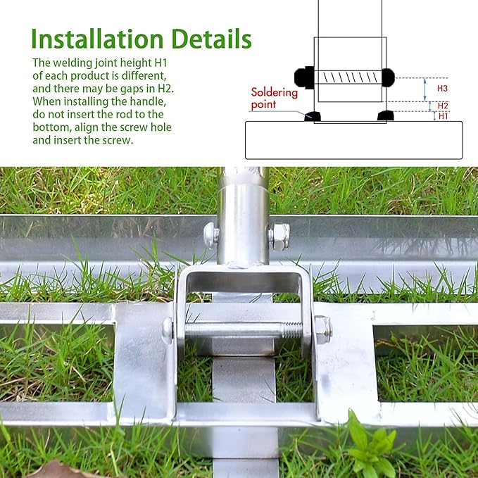 Scalebeard Lawn Leveling Rake-6 FT Level Lawn Tool/Soil Lawn Rake Stainless Steel Leveling Rake Landscape Rake with Handle for Garden Backyard Golf/Lawn（6FT,17 X10In）