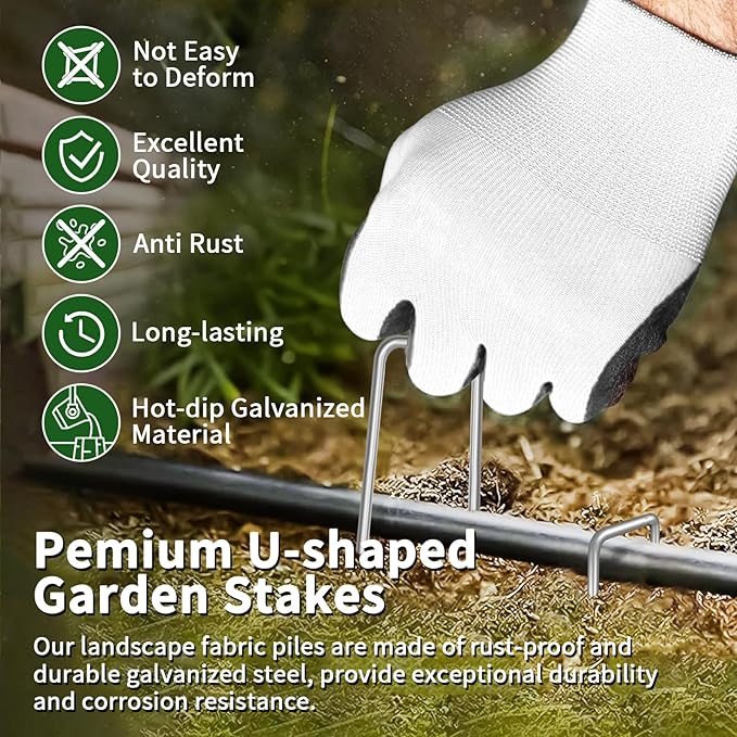 30Pack 6-Inch Galvanized Garden Landscape Staples Stakes, Heavy-Duty Sod Pins Anti-Rust Fence Stakes, Plant Stakes for Weed Barrier Fabric Ground Cover Tubing Soaker Hose Lawn Drippers Irrigation