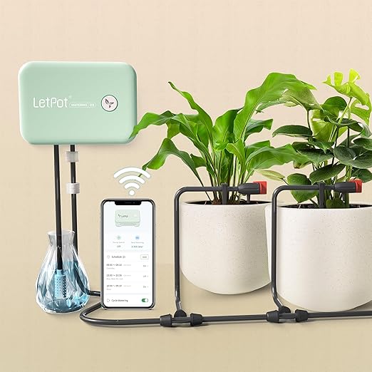 LetPot Automatic Watering System for Potted Plants, [Wi-Fi & App Control] Drip Irrigation Kit System, Smart Plant Watering Devices for Indoor Outdoor, Water Shortage Remind, IPX66, Green