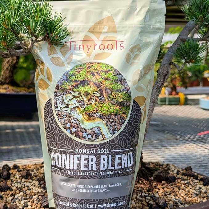 Tinyroots Conifer Bonsai Soil Blend – 2.25 Quarts - Formulated and Pre-Mixed for Junipers, Japanese Black Pines, White Pines, Cedar, Cypress and All Other Conifers