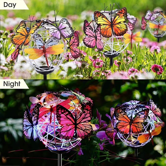 Aiscool Solar Powered Butterfly Garden Stake Lights (2 Pcs Butterfly Lights)