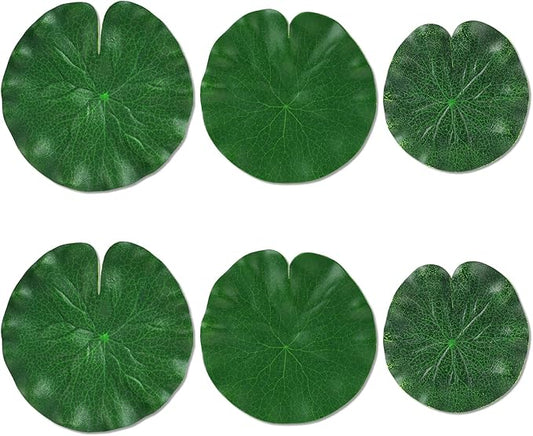 6Pcs Fake Lily Pads, 3 Sizes Floating Lily Pads for Ponds, Artificial Lily Pads Decorations, Realistic Pond Plants Decor for Pool Patio Aquarium Fountain