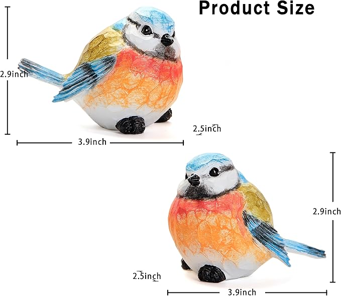 Bird Statue for Garden Decoration,A Set of 2 Pieces Garden Sculptures & Statues,Animal Bird Figurine for Outdoor Yard Porch Lawn Patio Shelf Bookshelf Decor,Small Bird Ornament