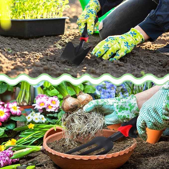 WILLBOND 12 Pcs Stainless Steel Garden Tool Set Heavy Duty Outdoor Gardening Hand Tools with Non Slip Rubber Grip Ideal Garden Kit Gifts for Men and Women