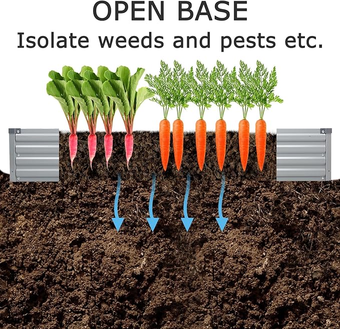 12x4x1ft Galvanized Raised Garden Bed,Outdoor Planter Box Metal Patio Kit Planting Bed for Vegetables Flowers Herb,Grey