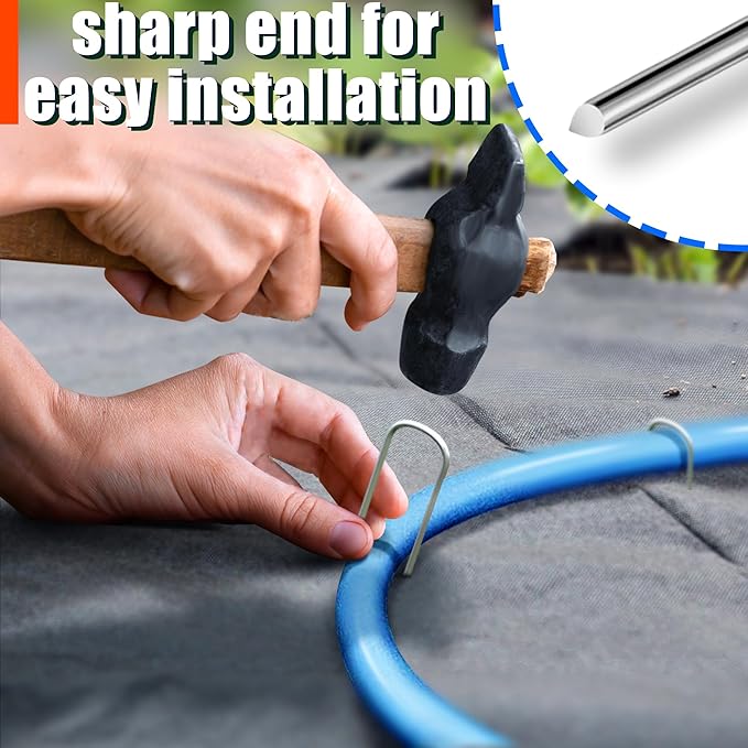 U Shaped Garden Stakes 6 Inch 160 Pack Drip Irrigation Stakes Galvanized Landscape Garden Staples Hose Stakes for Soaker Hose Drip Line Irrigation Tubing Tube, Lawn Ground and Weed Barriers