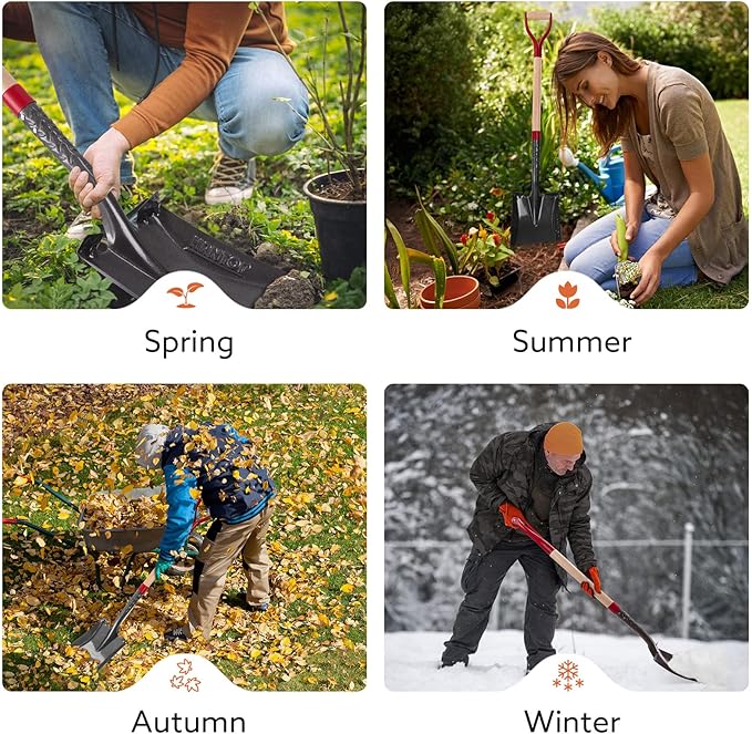 Heavy Duty Transfer Shovel Multifunctional Shovel Square Shovel Flat Shovel for Gardening Edging Cleaning, 43 inches