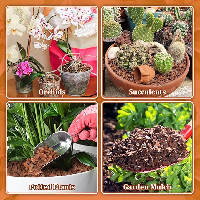 Legigo 10 Quarts Organic Orchid Potting Bark- All Natural Orchid Bark Potting Mix Pine Bark Wood Chips for Houseplant Mulch, Orchid Plants Root Development