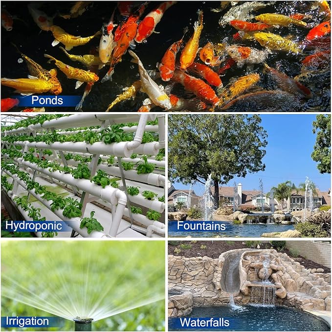 Outdoor Large 3900gph-230W 32.8FT Pond Water-fall & Kio Fish Fountain-s &Garden Pump Submersible IPX8: Long 32.8FT Cord Smart-er & Quieter Duck & Yard &Patio Ponds Pumps, 1 Barrier Pump Bag