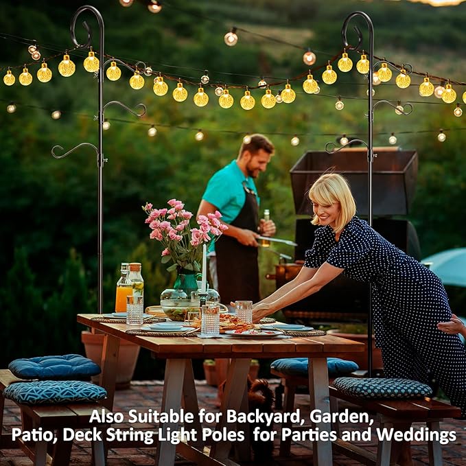 108 Inch Shepherds Hooks for Outdoor 2 Pack, Bird Feeder Poles with 4 Hooks, Shepherds Hook for Bird Feeders Outside with Base, Garden Pole for Hanging Plant Baskets, Weddings Decor (108 Inch)