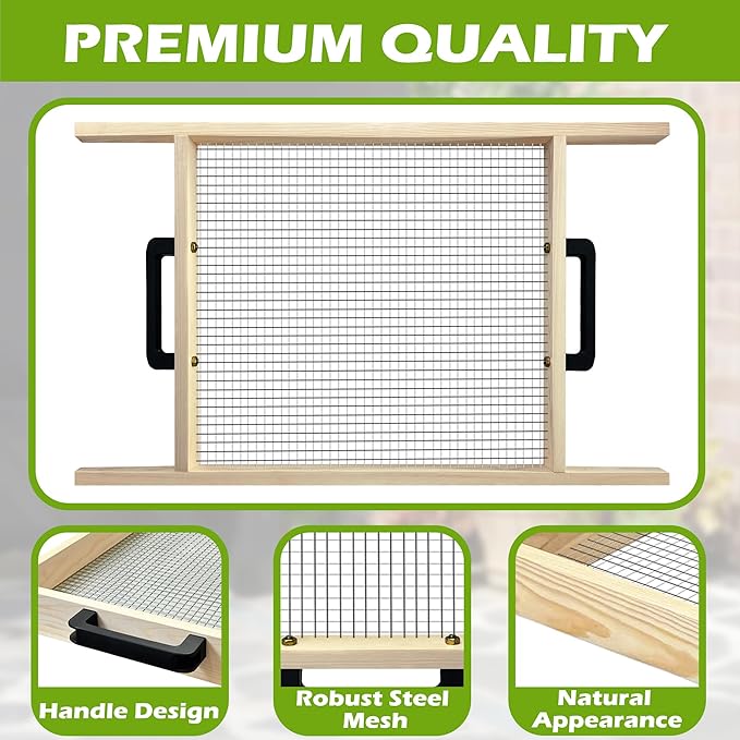 Montex Soil Sifter Large, Garden Rock Sifter, Garden Sifter for Sifting Soil, Worm, Leaves, Loam Soil, Sand and Gravel, Suitable for Wheelbarrow and Handheld.