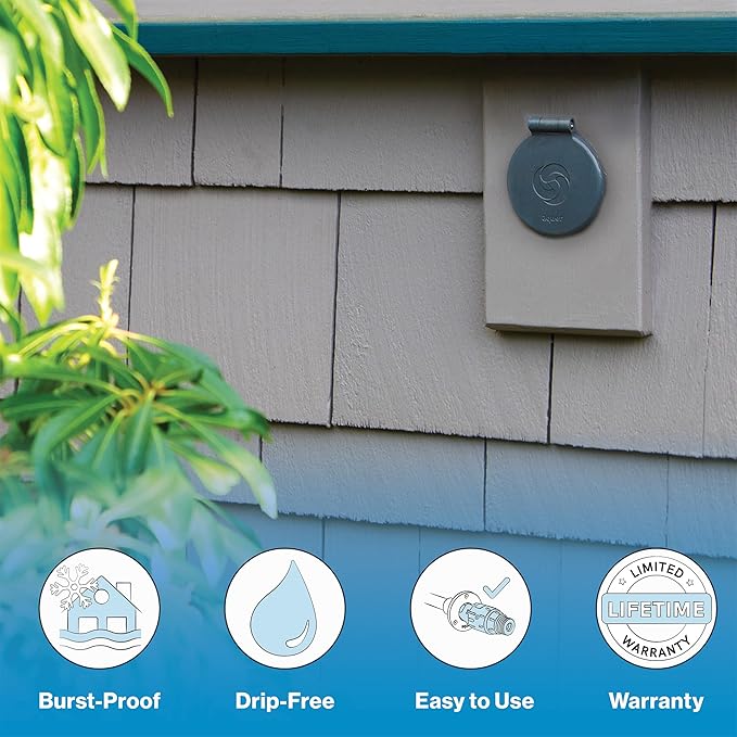 Aquor House Hydrant V1+ Frost Free Wall Hydrant Outdoor Faucet with Quick-Connect and Anti-Siphon, Freeze Proof Flush Hose Bib, 6 inch, Slate Gray