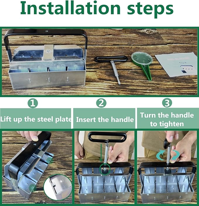 Soil Block Maker Upgraded 8PCS 2in Manual Seed Blocker with Comfort-Grip Handle Soil Blocking for Seed Start Garden Soil Potting Soil for Outdoor Plants Used Repeatedly (7.7in*4in)