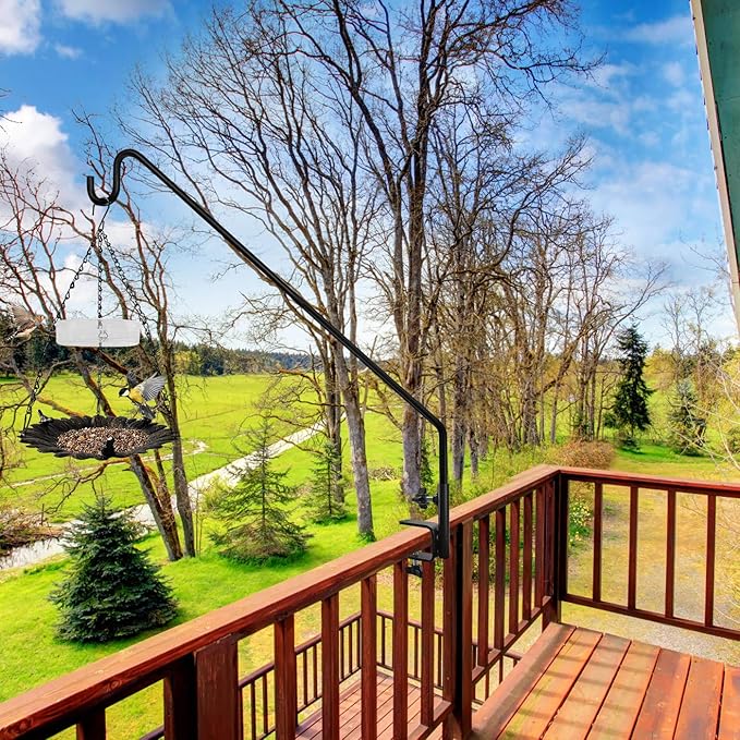 MIXXIDEA 2 Packs Heavy Duty Deck Rail Pole Deck Hook, Extensible and Adjustable Deck Hook for Hanging Bird Feeder, Plants, Suet Baskets,Wind Chimes,Lanterns