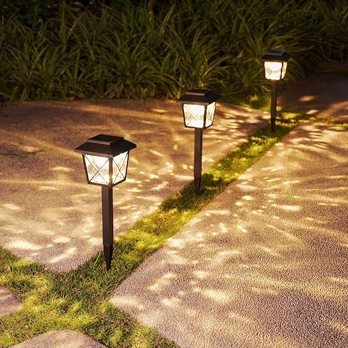 8 Pack Large Rotating Solar Lights Outdoor Waterproof 2 Modes Twinkling Decorative Lights for Garden Yard Pathway Walkway Decorations Landscape Lighting. (8)
