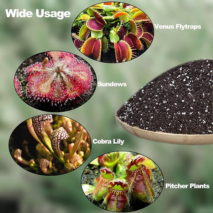 Carnivorous Plant Soil Mix, 1 QT Small Size Bag for Repotting, All Natural Ingredients Great for Venus, Sundews, and Pitcher Plants