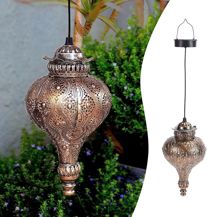 Solar Lanterns Outdoor Waterproof,Morocco Hanging Solar Lanterns Outdoor Garden Decor,Housewarming Gifts for Women,Mom,Friends.Solar Lights Outdoor for Patio,Pathway,Yard,Porch,Backyard,Garden Decor