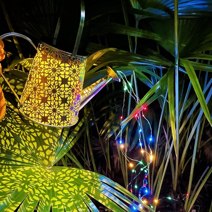 VOOKRY Solar Watering Can Lights, Outdoor Large Hanging Lantern Waterproof, Multicolor Retro Metal Solar Lights for Patio Yard Porch Lawn Garden Christmas Decor Gifts for Mom Women Grandma Birthday