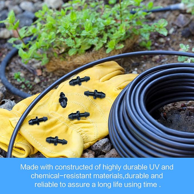 70 Pack Drip Irrigation Universal 1/4" Barbed End Plug Fittings, Barbed Connectors for Drip or Sprinkler System