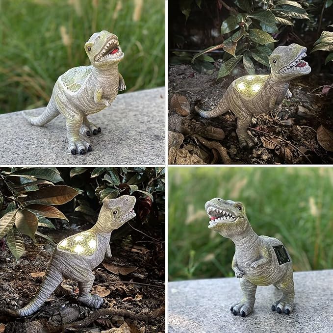Outdoor Solar Statue Garden Decor, Dinosaur Garden Statues Outdoor Patio Lawn, Balcony Decoration, Solar Garden Outdoor Dinosaur Statues with LED Lights, Unique Gifts for Women