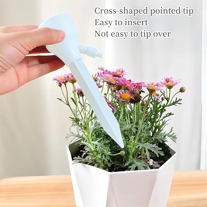 5Pcs Self Watering Planter Insert for Plant,Automatic Plant Watering Devices with Adjustable Drip Valve Switch for Garden Self Watering Spikes for Indoor Outdoor Potted Plants(White)