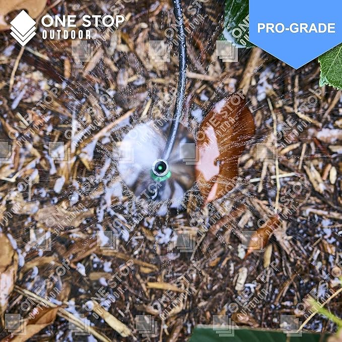 (25-Pack) - 1/4" Inch 360 Degree Drip Emitter On 6" Stake Sprayer Adjustable Flow 0-20 GPH, Fits 1/4 (4-6mm) Irrigation Tubing - Micro Bubbler Drippers for Drip Irrigation (25 Pack Dripper on Barb)