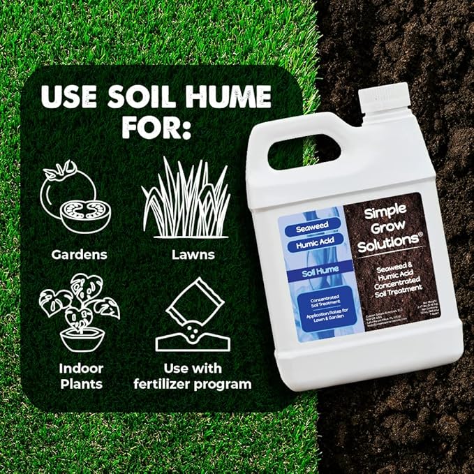 Organic Super Seaweed Humic Acid Blend- Liquid Sea Kelp for Grass and Plants - Soil Hume - Simple Grow Solutions- Natural Lawn & Garden Concentrate- Use with Fertilizer Program (32 Ounce)