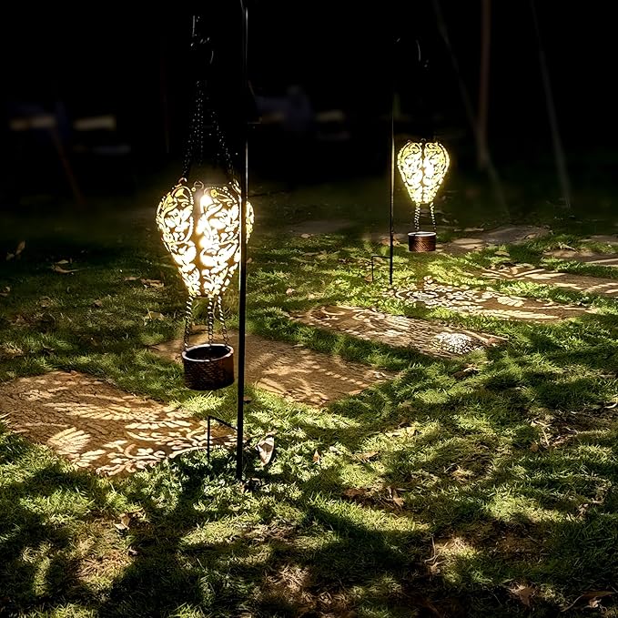 2-Pack Hummingbird Decor Hot Air Balloon Solar Lantern – Outside Decorative Hanging Light for Garden Yard Patio Porch Lawn and Pathway – Unique Housewarming, Birthday Gift for Women Mom Grandma