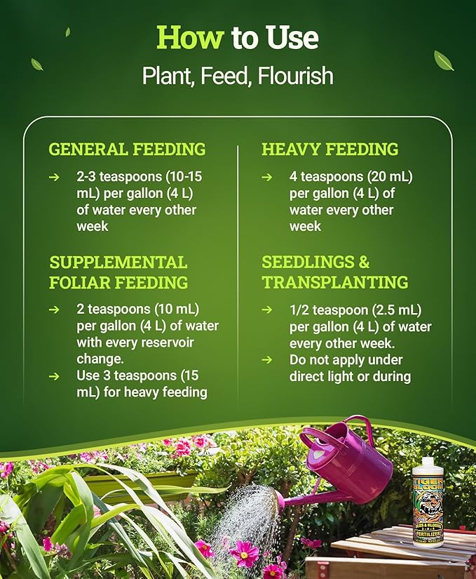 FoxFarm Tiger Bloom Liquid Fertilizer Concentrate - Fast Acting Formula for Vicious Growth with Phosphorus - Encourages Fruit, Flower & Bud Development, NPK 2-8-4 (Quart)